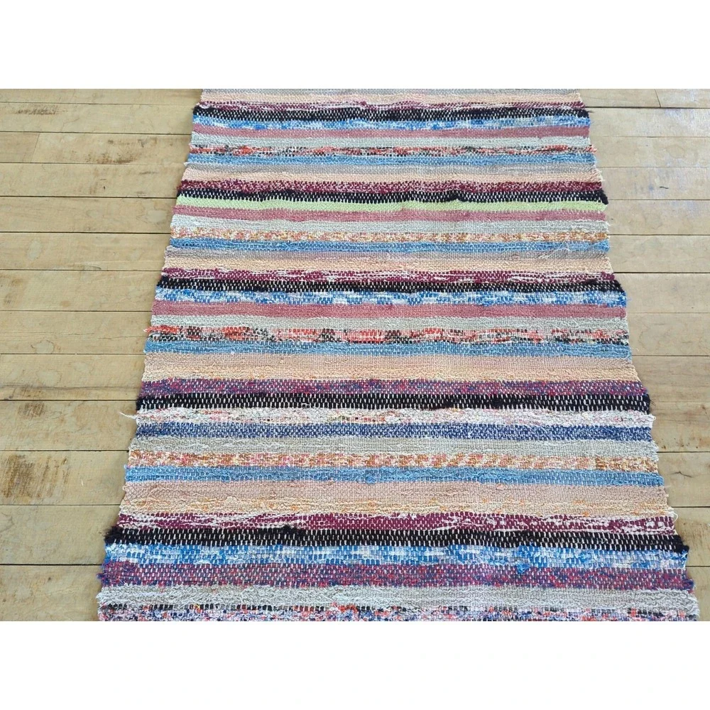 Antique Imported Swedish HandMade Rag‎ Rug Runner (22.5 x 133 inches )